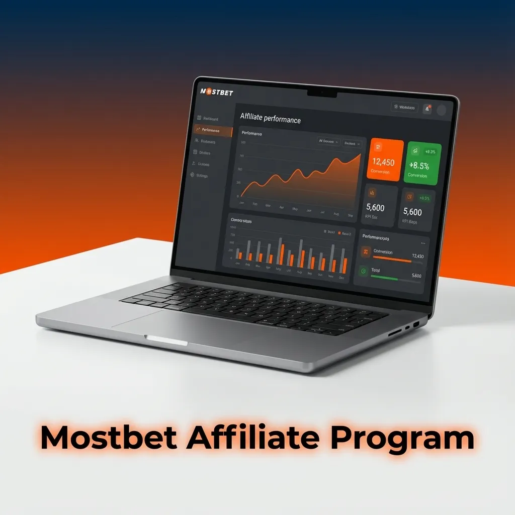 Mostbet Affiliate Program banner showing partners earning commissions by promoting the betting site via unique tracking links