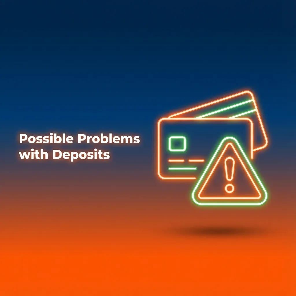 Infographic titled “Possible Problems with Deposits” listing common payment issues and step‑by‑step troubleshooting tips