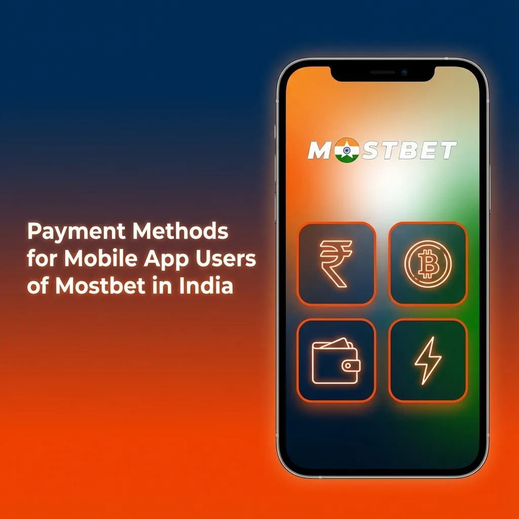 Mostbet India mobile app screen showing UPI, wallets, cards, NetBanking, and crypto deposit and withdrawal options.