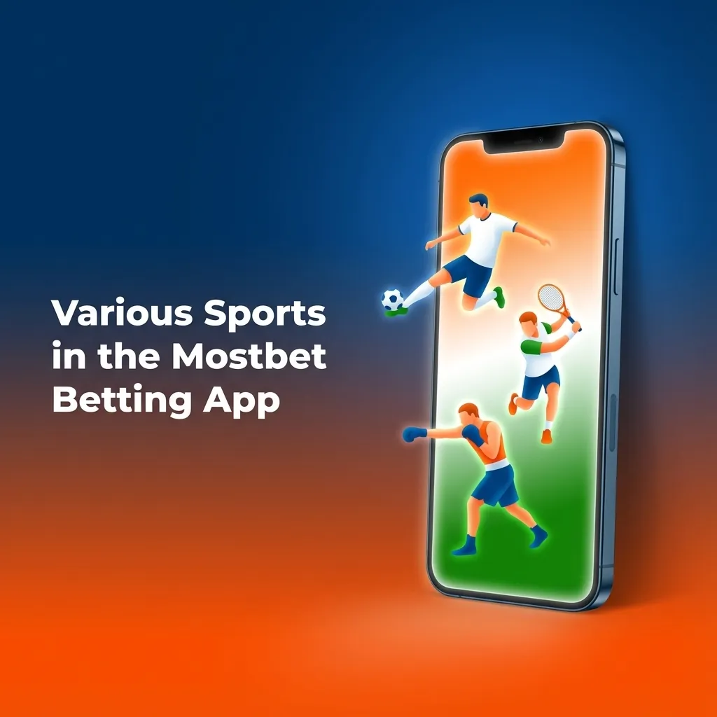 Mostbet app screen showing betting markets for cricket, football, kabaddi and other sports with live and line options
